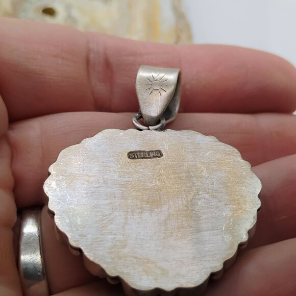 Southwest Sterling Silver Royston Turquoise Heart Cluster Pendant - Picture 6 of 8